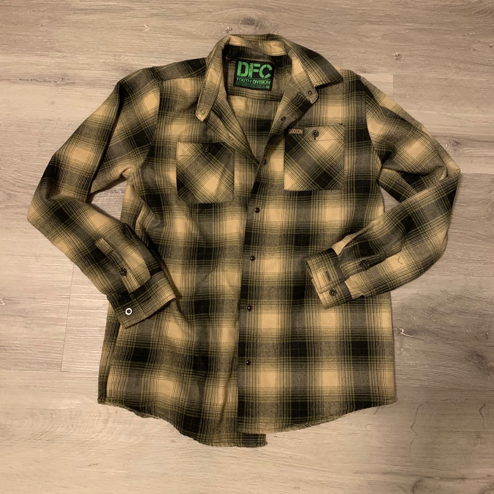 Dixxon Tan Black Button up Flannel Size XL